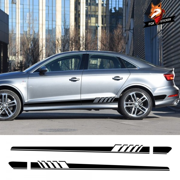 Car Door Side Skirt Sticker Car Side Skirt Door Body Waist Decal Line Sticker Accessories For Audi